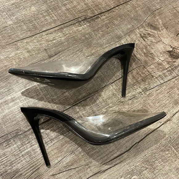 JESSICA RICH - So Bossy Pointed Toe Clear Pump In Black - Size 38/8 - Picture 5 of 11